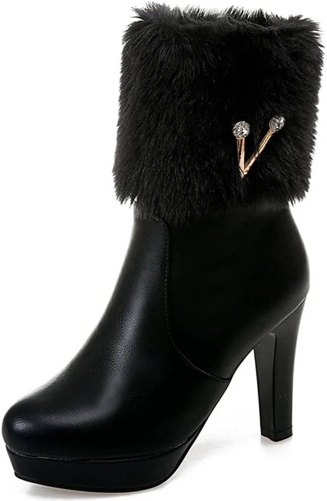 Women's Fur Lined Christmas Ankle Boots