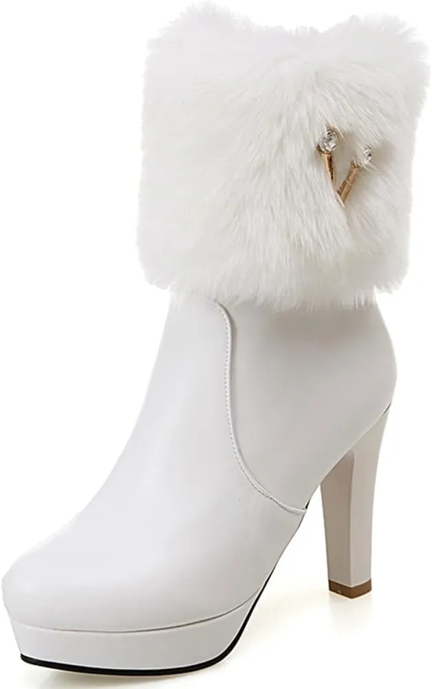 Women's Fur Lined Christmas Ankle Boots