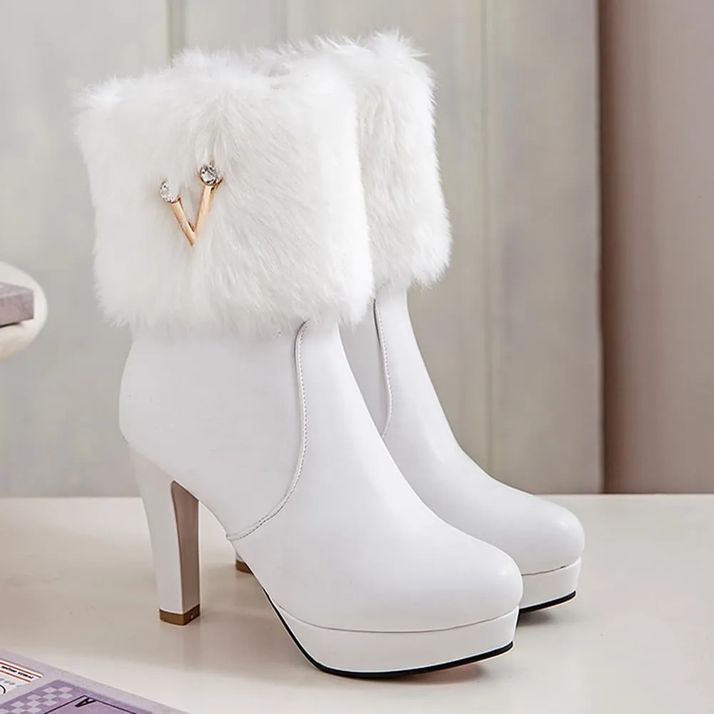 Women's Fur Lined Christmas Ankle Boots