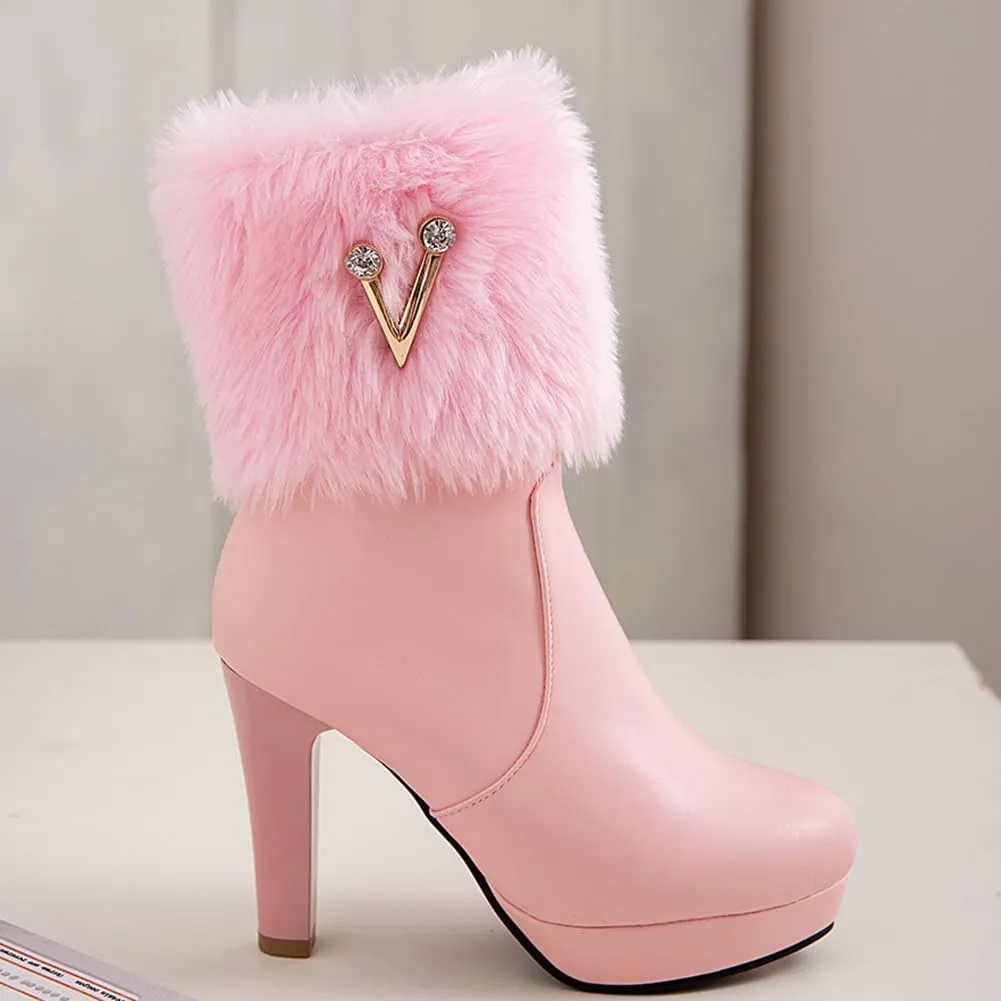 Women's Fur Lined Christmas Ankle Boots
