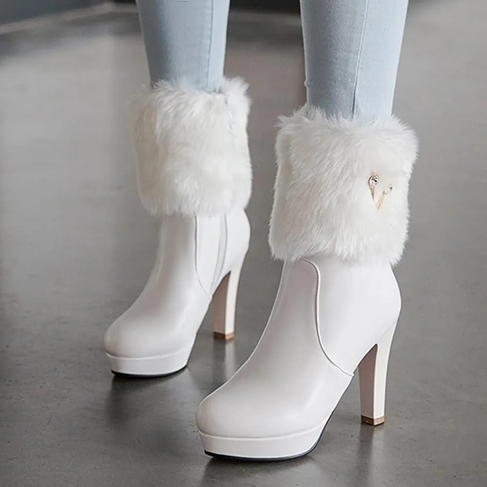 Women's Fur Lined Christmas Ankle Boots
