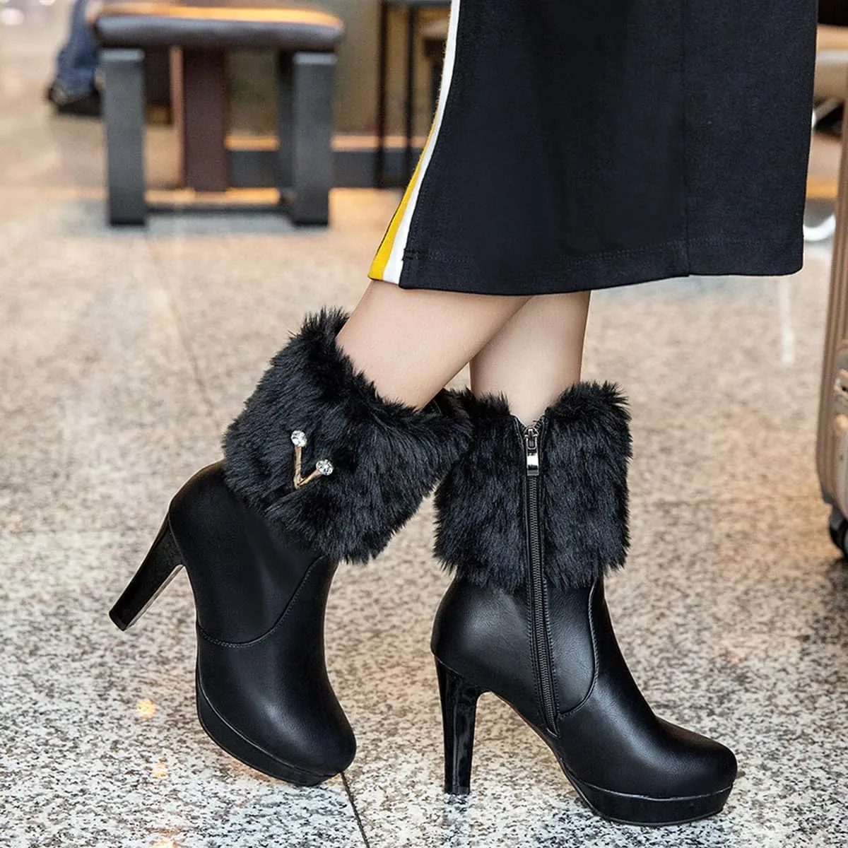 Women's Fur Lined Christmas Ankle Boots