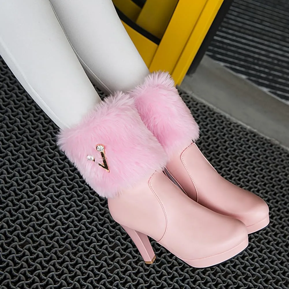 Women's Fur Lined Christmas Ankle Boots
