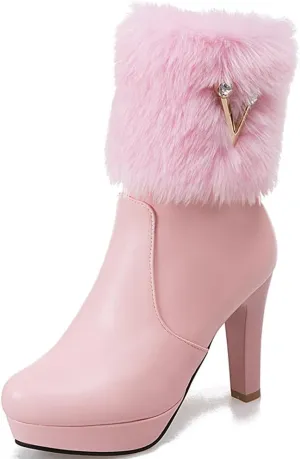 Women's Fur Lined Christmas Ankle Boots