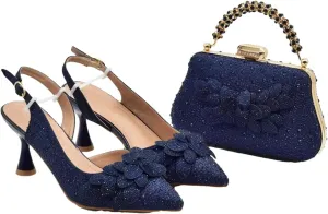Women's Italian Bridal Diamond Set - Full Crystal Wedding Shoes & Luxury Evening Bag