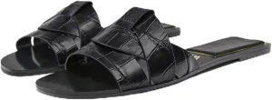 Women's Leather Criss Cross Strappy Slip On Slides Sandals Fashion Braided Round Open Toe Flat Beach Slipper Summer Casual Walking Party Sandals