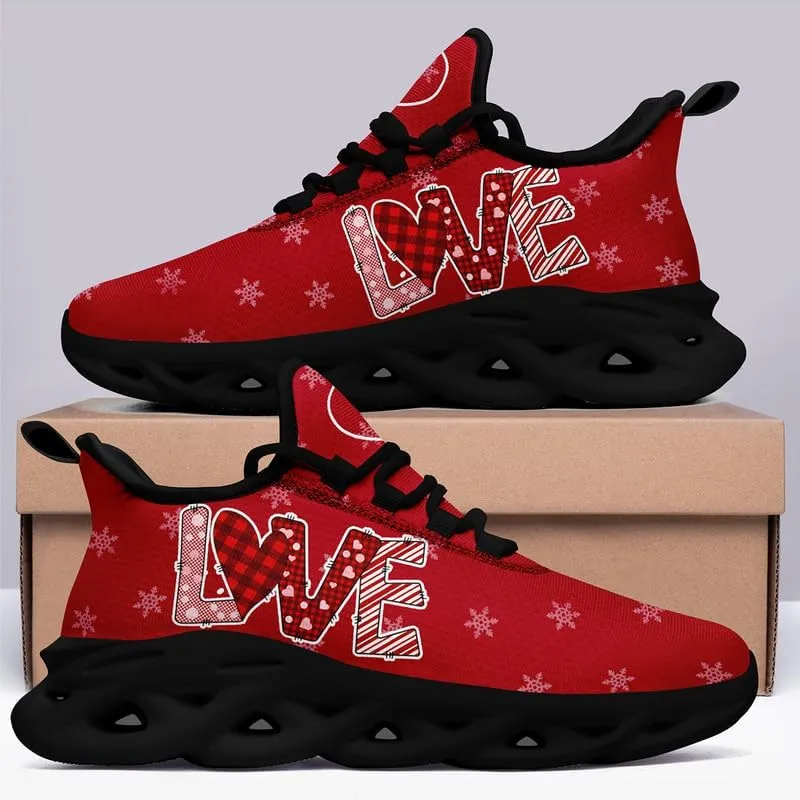 Women's Love Print Sneakers, Lightweight Breathable Casual Walking Shoes – Trendy Romantic Heart Design Athletic Sneakers