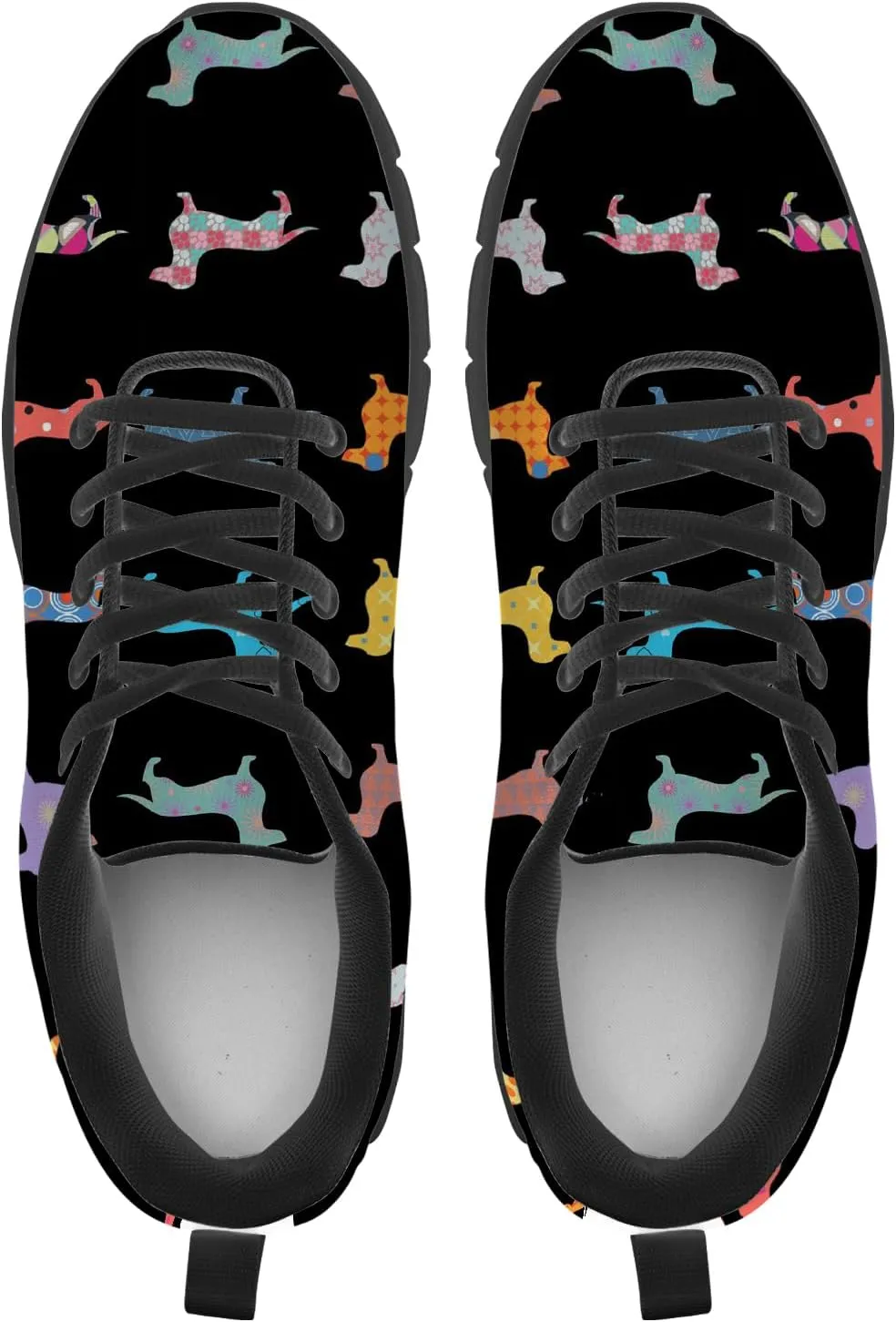 Women's Men's Running Shoes Dog Print Shoes Black Walking Sneakers Cute Tennis Shoes Gifts for Women Men