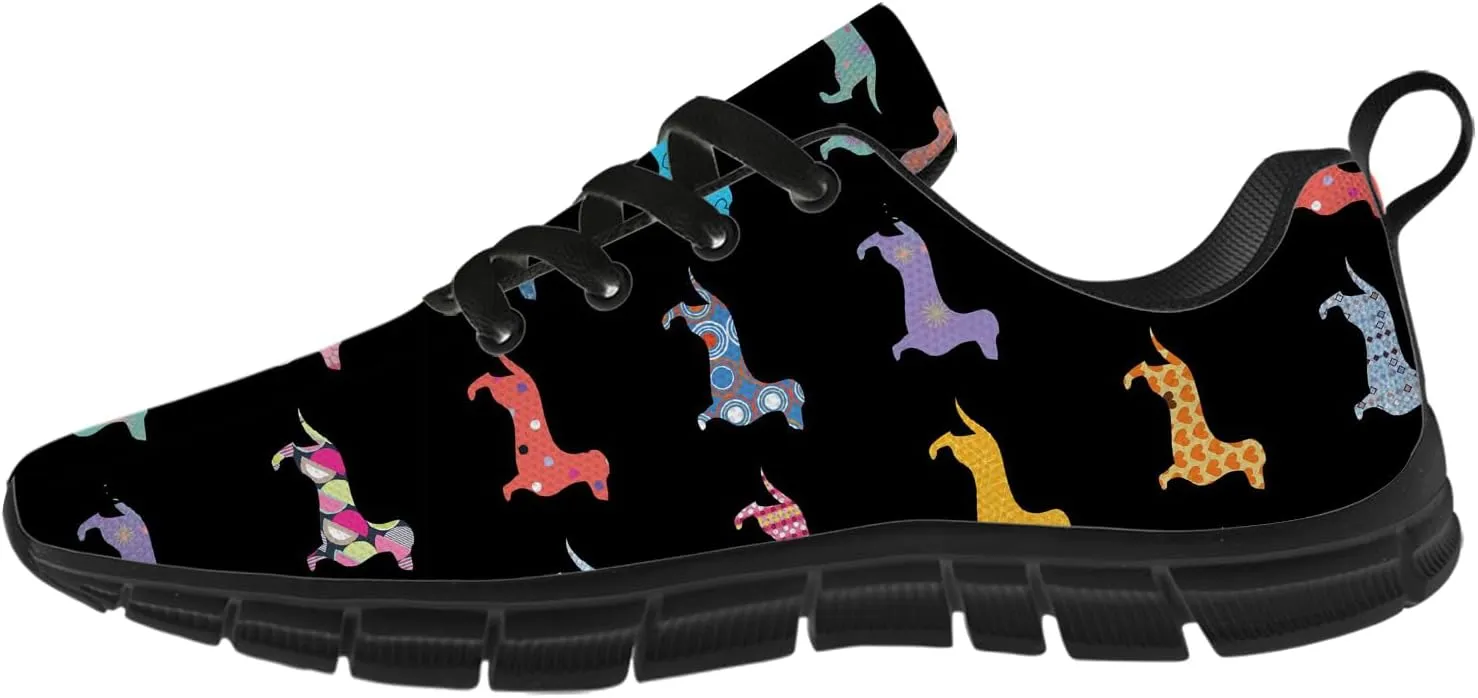 Women's Men's Running Shoes Dog Print Shoes Black Walking Sneakers Cute Tennis Shoes Gifts for Women Men