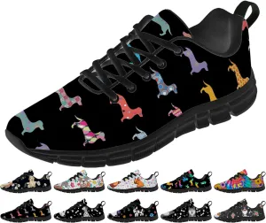 Women's Men's Running Shoes Dog Print Shoes Black Walking Sneakers Cute Tennis Shoes Gifts for Women Men
