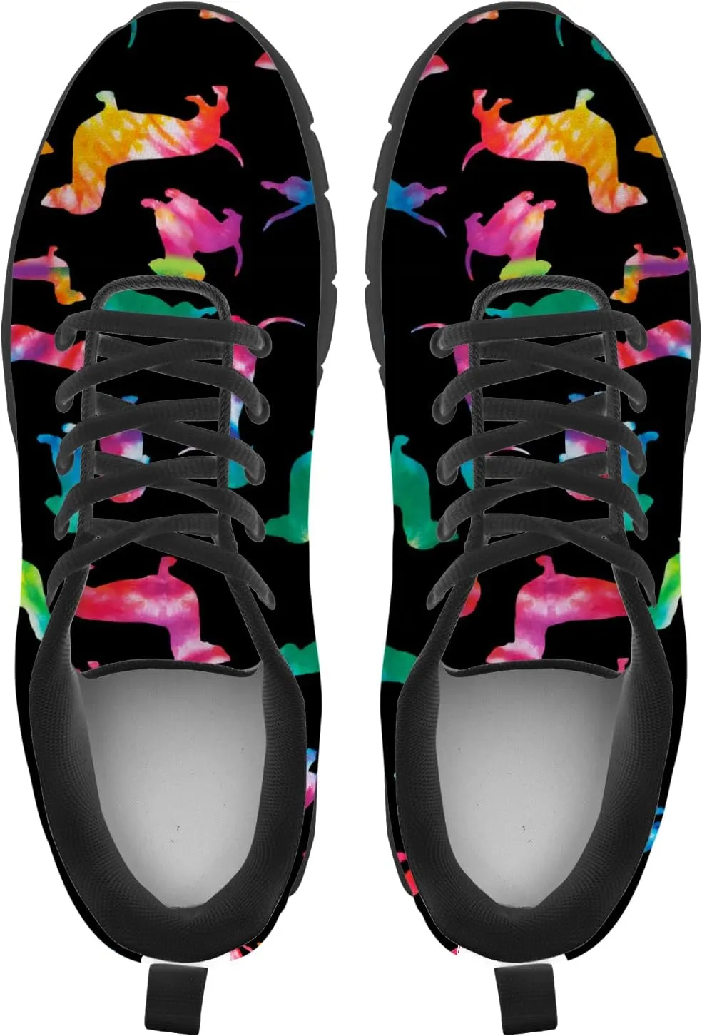 Women's Men's Running Shoes Dog Print Shoes Black Walking Sneakers Cute Tennis Shoes Gifts for Women Men