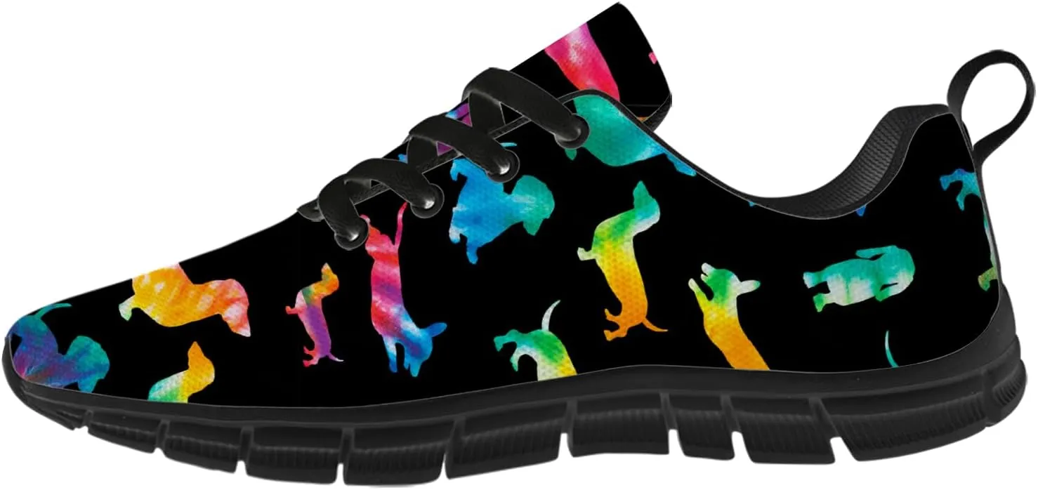 Women's Men's Running Shoes Dog Print Shoes Black Walking Sneakers Cute Tennis Shoes Gifts for Women Men