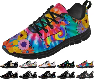 Women's Men's Running Shoes Dog Print Shoes Black Walking Sneakers Cute Tennis Shoes Gifts for Women Men
