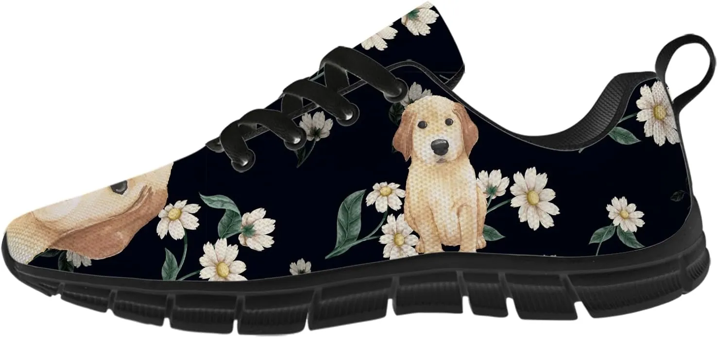 Women's Men's Running Shoes Dog Print Shoes Black Walking Sneakers Cute Tennis Shoes Gifts for Women Men