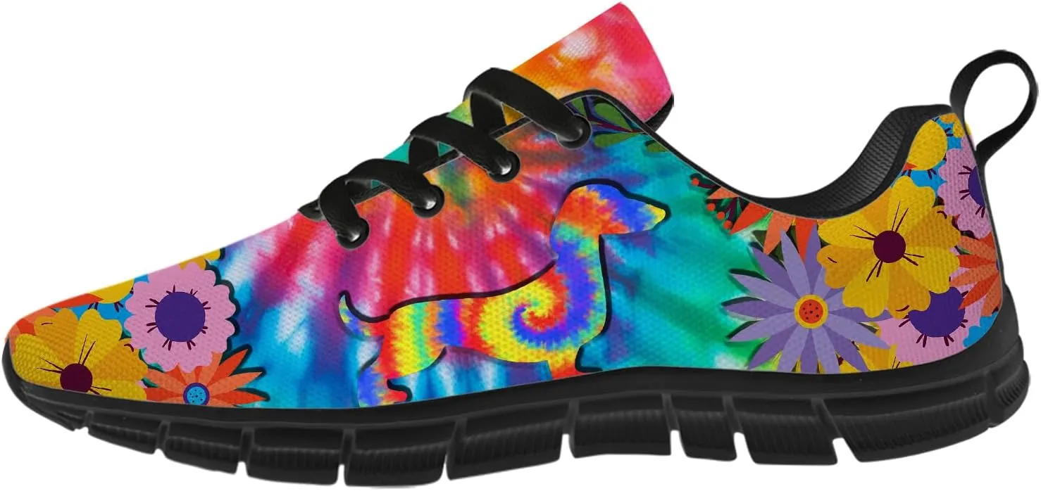 Women's Men's Running Shoes Dog Print Shoes Black Walking Sneakers Cute Tennis Shoes Gifts for Women Men
