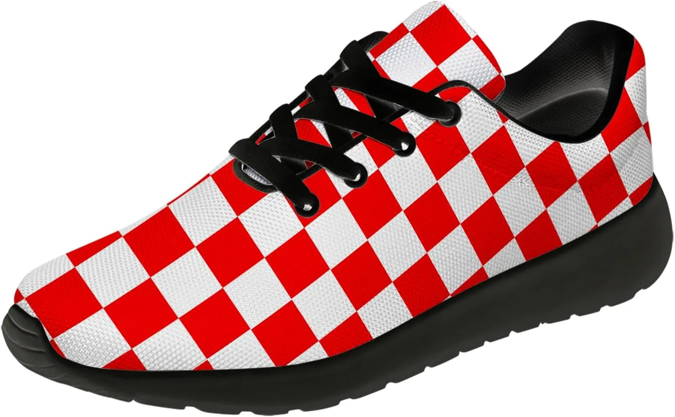 Women's Men's Running Shoes Walking Sneakers Tennis Shoes Checkered Gifts for Women Teens