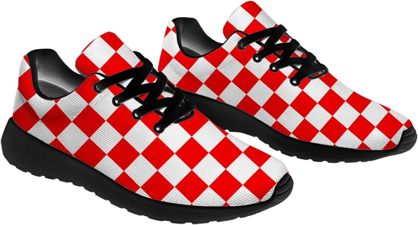 Women's Men's Running Shoes Walking Sneakers Tennis Shoes Checkered Gifts for Women Teens
