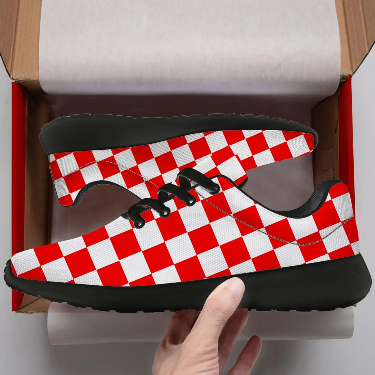 Women's Men's Running Shoes Walking Sneakers Tennis Shoes Checkered Gifts for Women Teens
