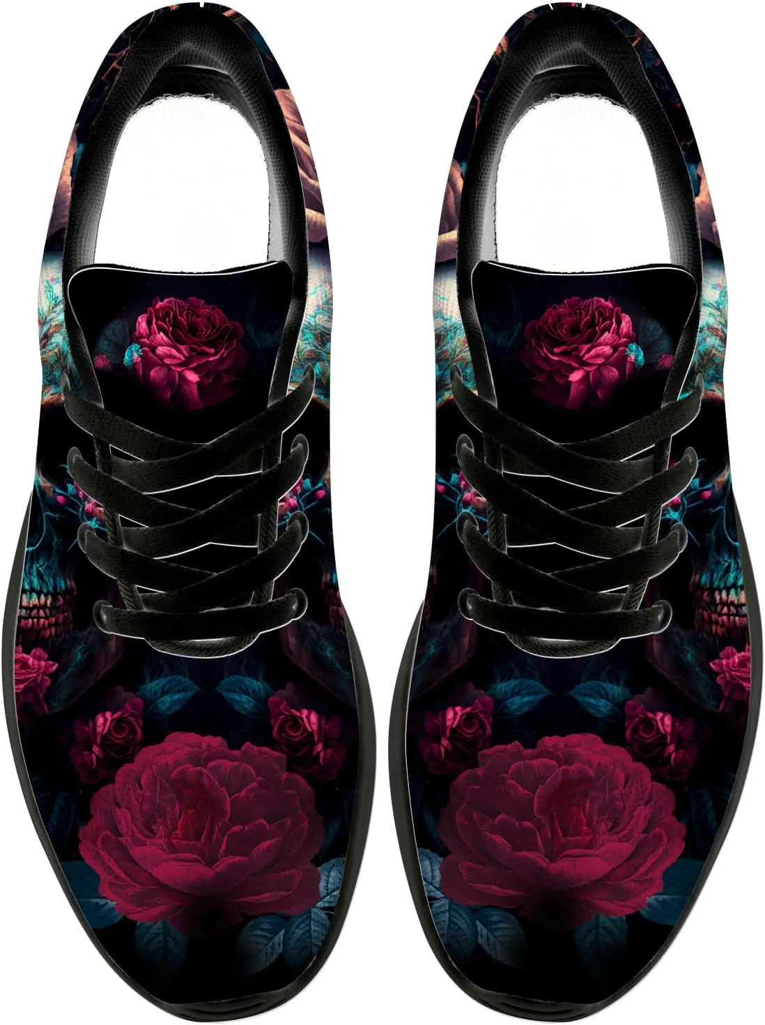 Women's Men's Skull Shoes Flower Running Shoes Skull Tennis Sneakers Gifts for Women Men