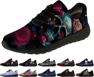 Women's Men's Skull Shoes Flower Running Shoes Skull Tennis Sneakers Gifts for Women Men
