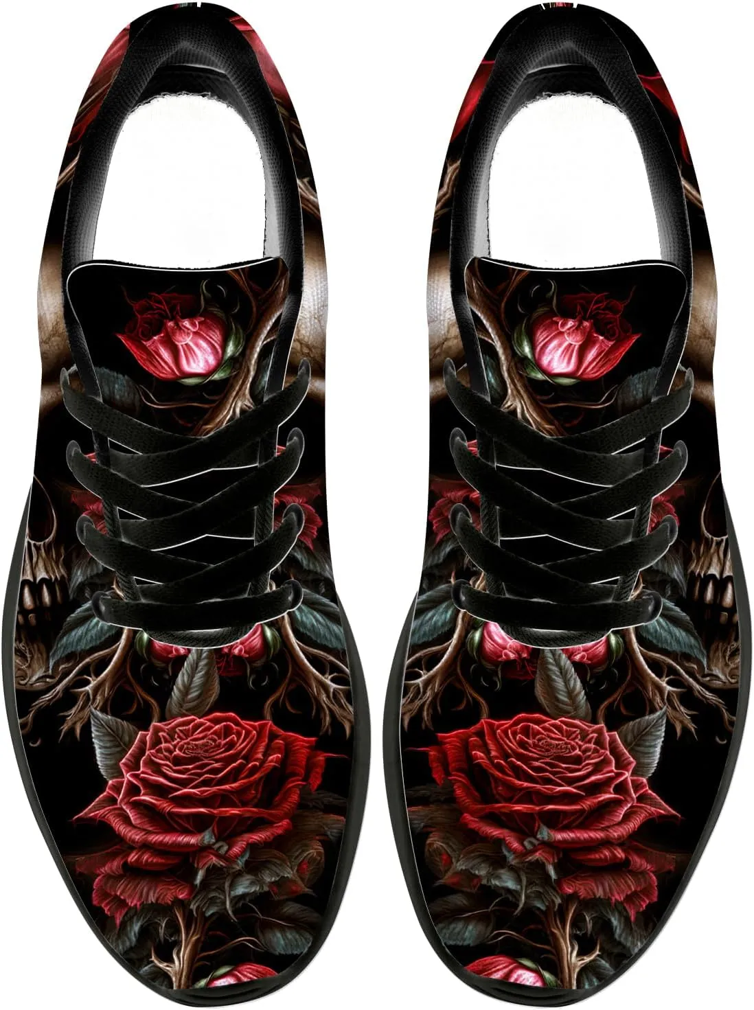 Women's Men's Skull Shoes Flower Running Shoes Skull Tennis Sneakers Gifts for Women Men