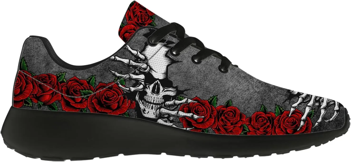 Women's Men's Skull Shoes Flower Running Shoes Skull Tennis Sneakers Gifts for Women Men