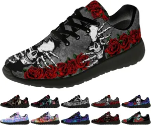 Women's Men's Skull Shoes Flower Running Shoes Skull Tennis Sneakers Gifts for Women Men