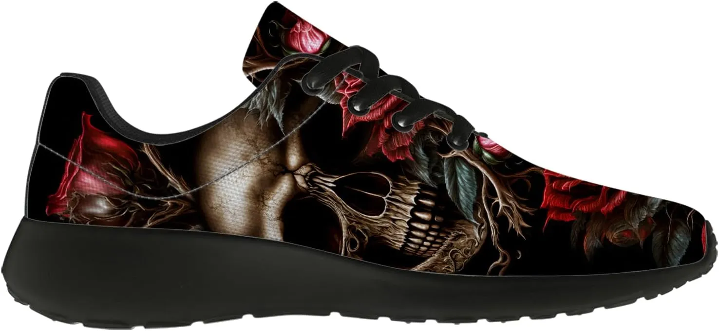 Women's Men's Skull Shoes Flower Running Shoes Skull Tennis Sneakers Gifts for Women Men