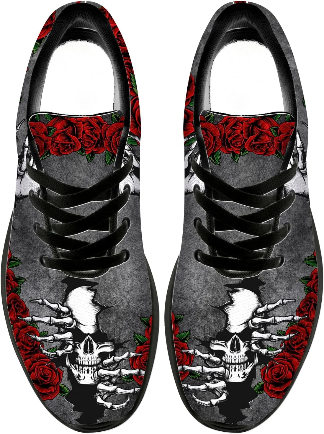 Women's Men's Skull Shoes Flower Running Shoes Skull Tennis Sneakers Gifts for Women Men