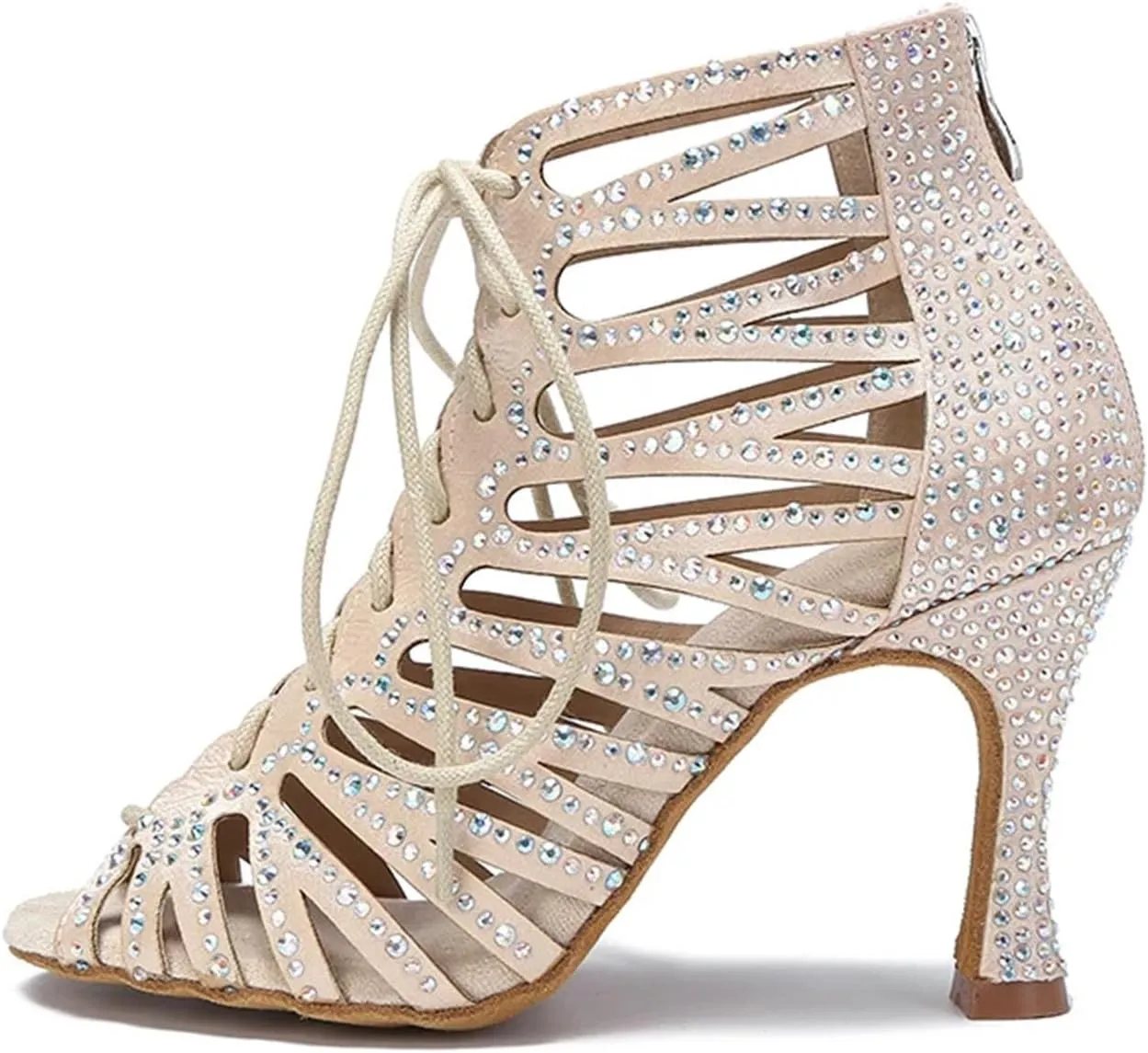 Women's Mesh & Leather Party Boots - Breathable Panels with Elastic Laces for All-Night Events (6CM/2.36")