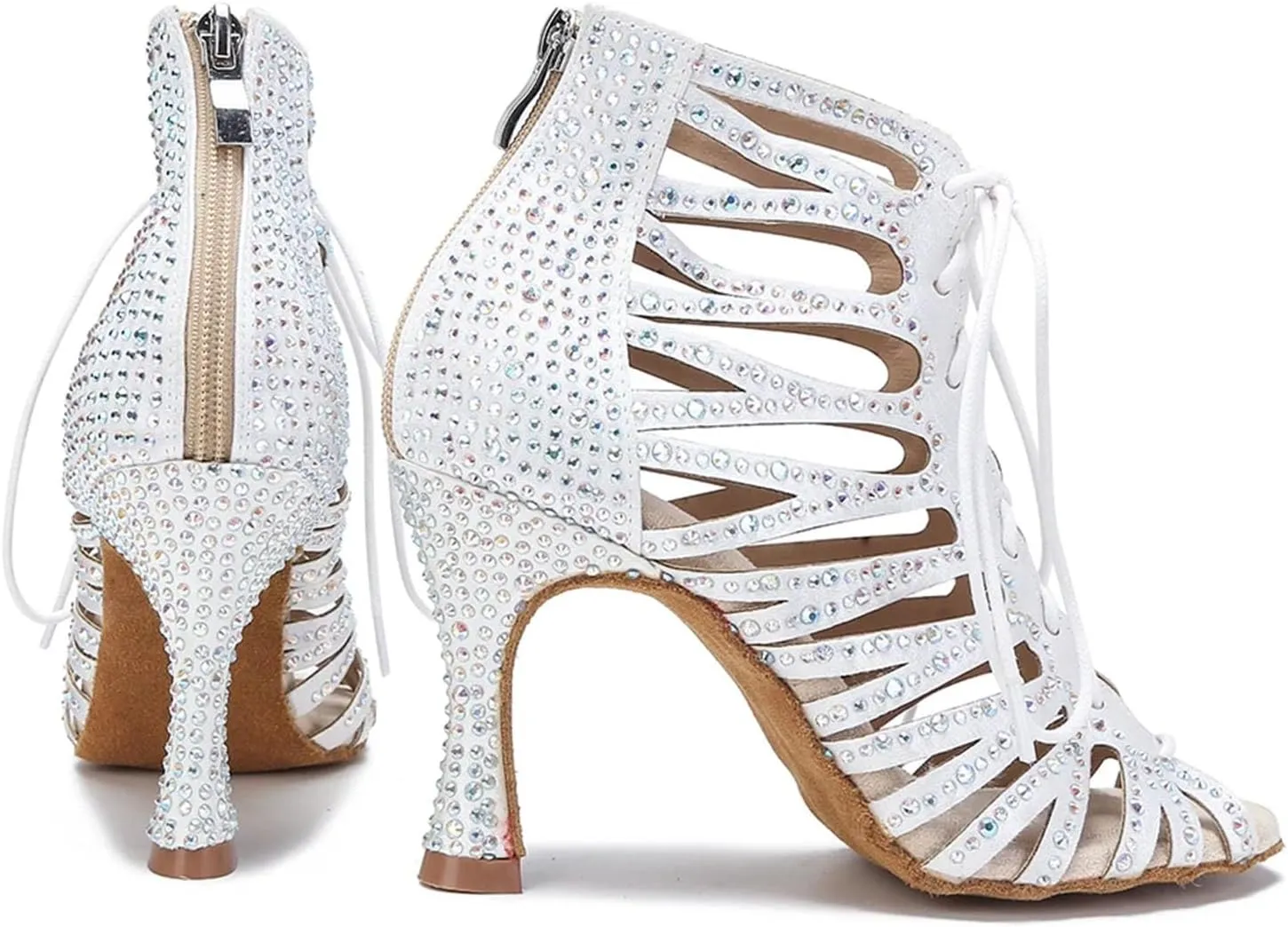 Women's Mesh & Leather Party Boots - Breathable Panels with Elastic Laces for All-Night Events (6CM/2.36")