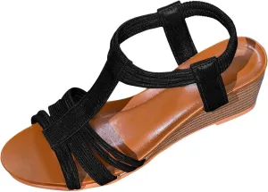 Women's Mid Heel Fashion Wedge Sandals 2025 Open Toe Fashion Comfortable Lightweight Dressy Casual Boho Summer Fashion Sandals Bohemian Beach Walking Party Elastic Ankle Strap Shoes
