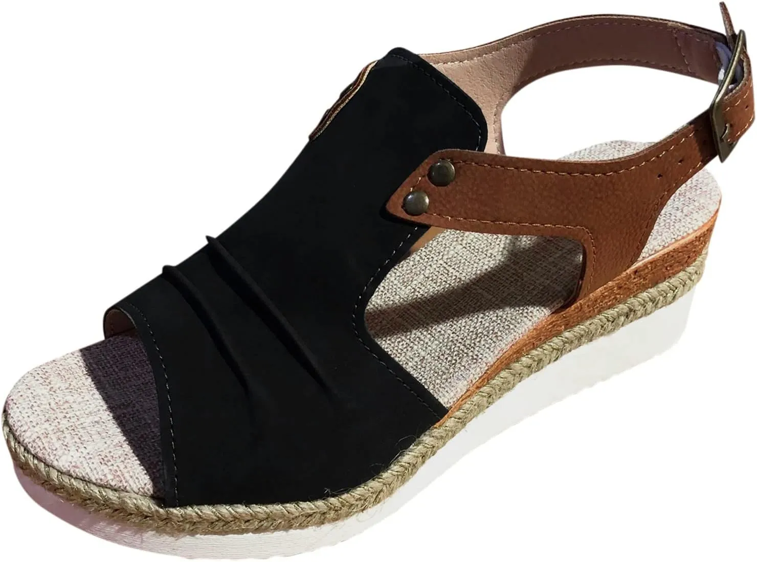 Women's Orthopedic Platform Wedge Sandals 2025 Casual Open Toe Slingback Espadrilles Summer Fashion Hollow Out Dress Shoe Beach Casual Walking Slip on Ankle Adjustable Strap