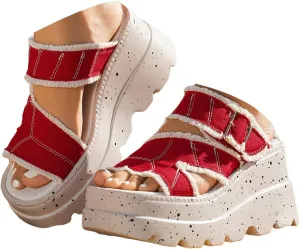 Women's Orthopedic Platform Wedge Sandals 2025 Open Toe One Strap Retro Comfortable Thick Bottom Non Slip Slippers Bohemian Summer Beach Walking Fashionable Casual Shoes