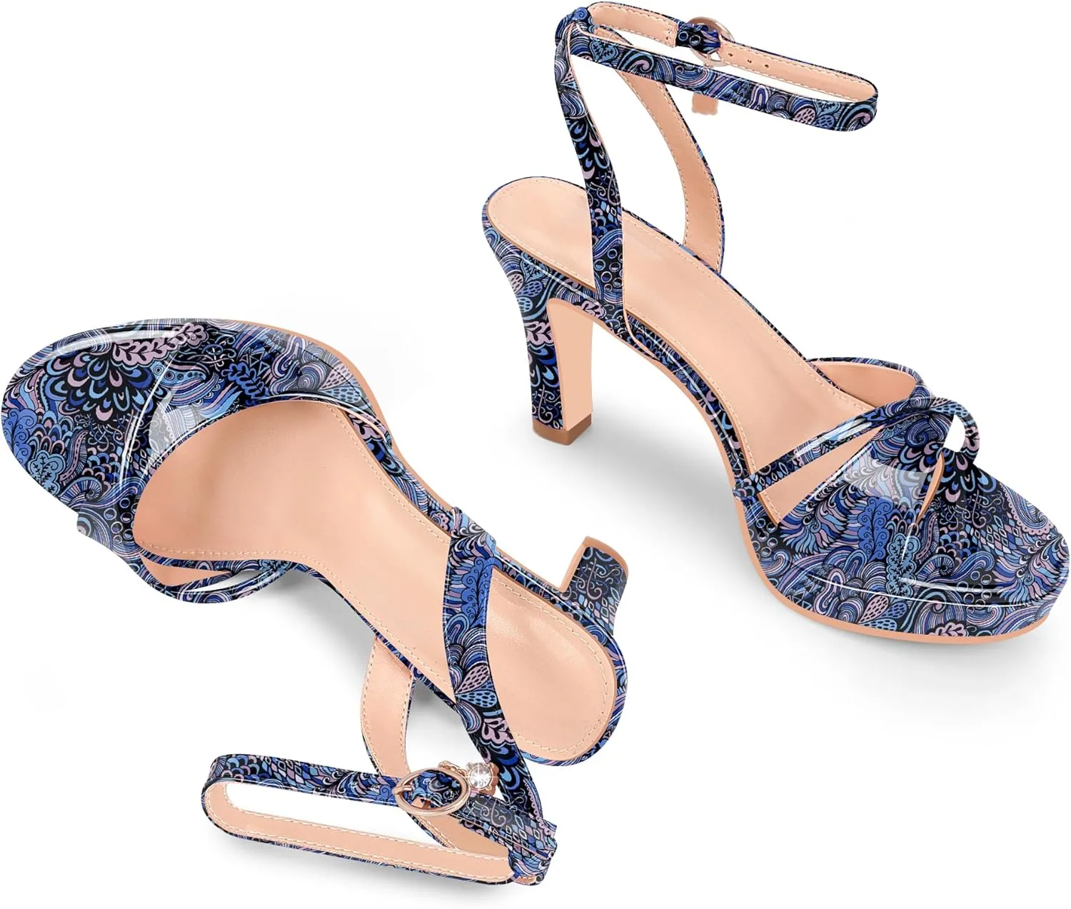 Women's Platform Ankle Strap Chunky High Heel Sandals Open Round Toe Party Dress Shoes