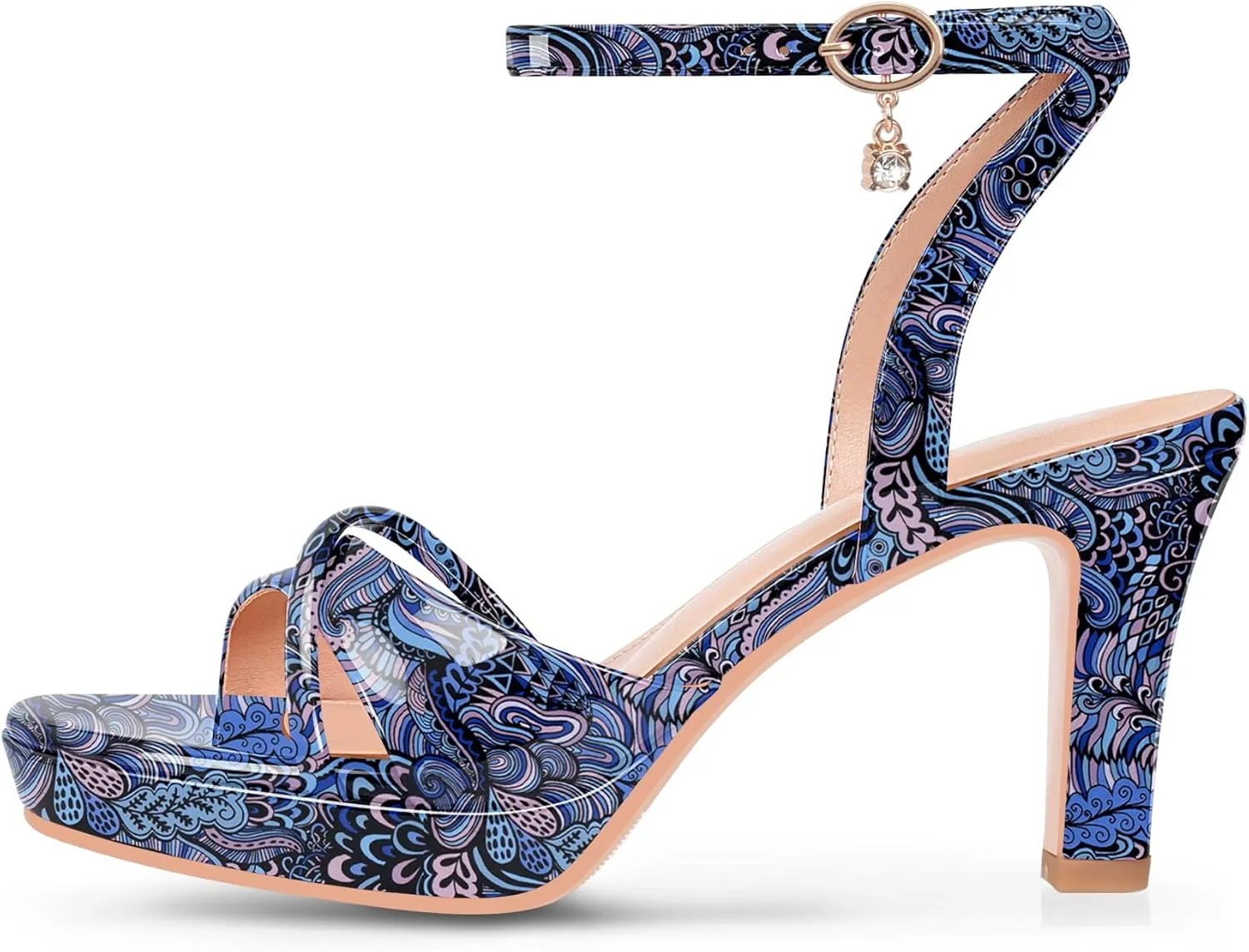 Women's Platform Ankle Strap Chunky High Heel Sandals Open Round Toe Party Dress Shoes