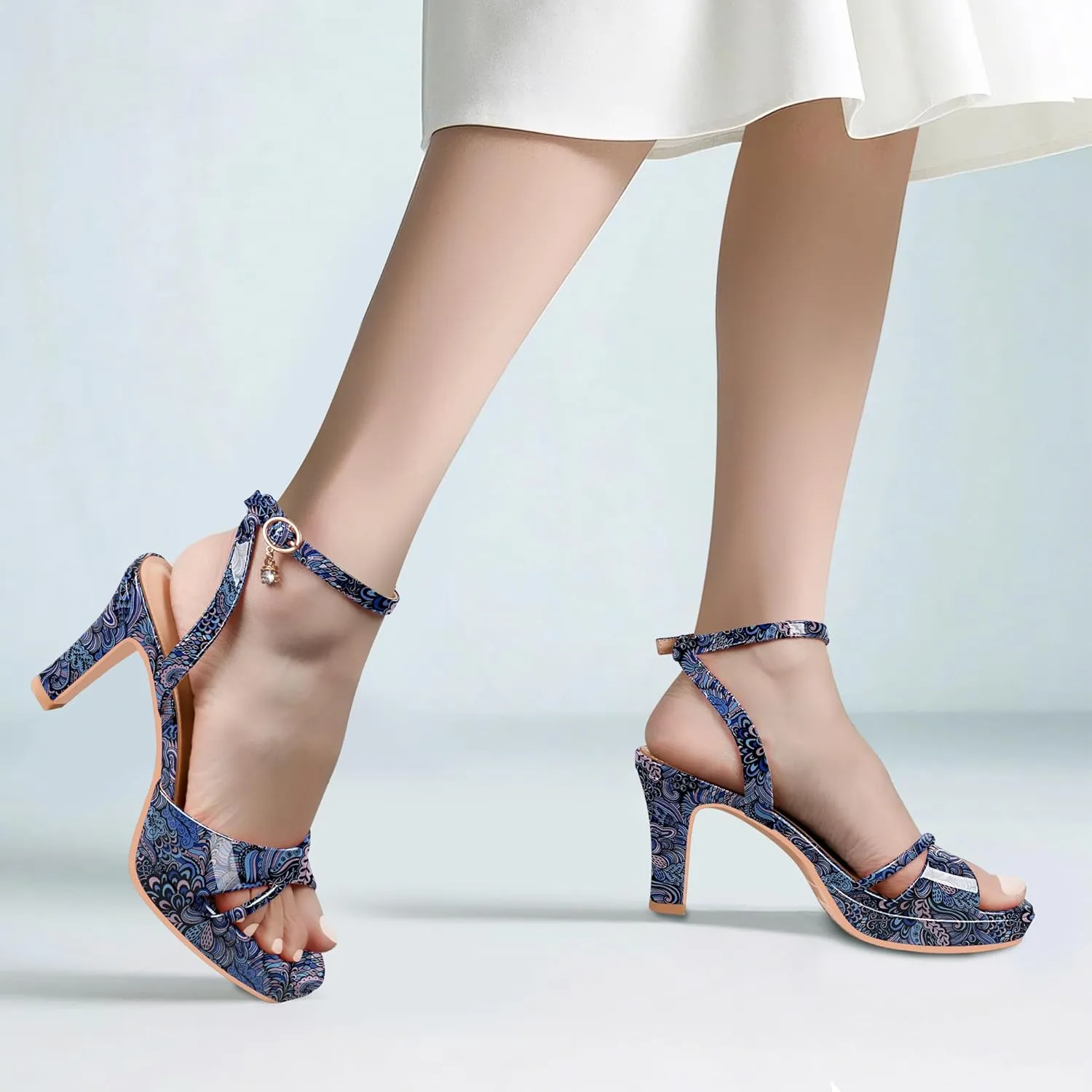 Women's Platform Ankle Strap Chunky High Heel Sandals Open Round Toe Party Dress Shoes