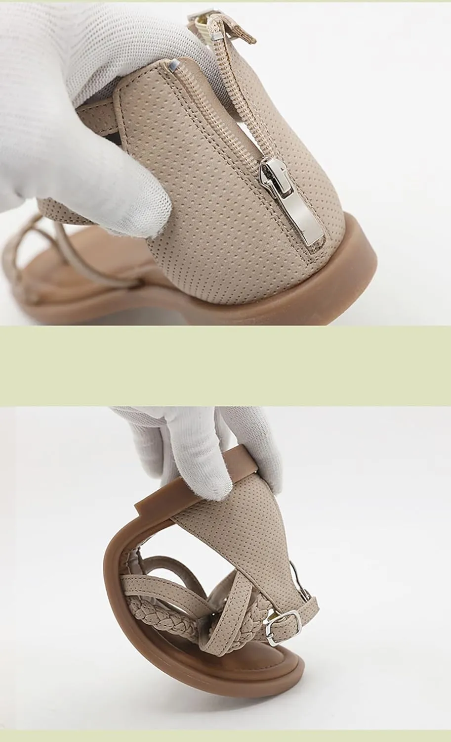 Women'S Roman Flat Sandals Comfortable Open Toe Gladiator Sandals Convenient Back Zip Sandals