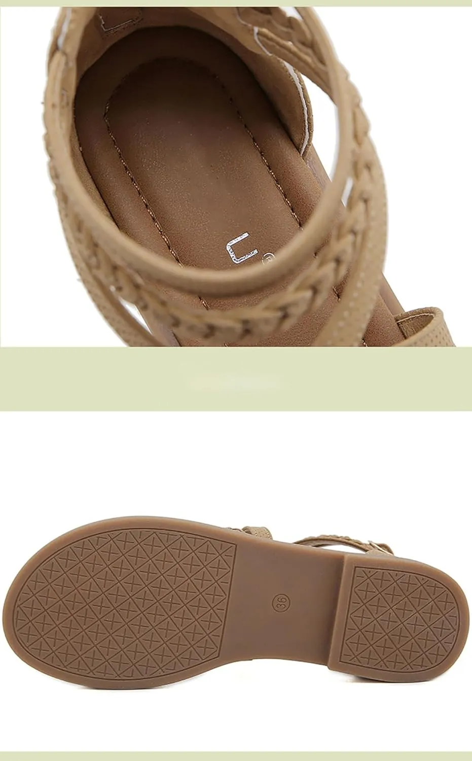 Women'S Roman Flat Sandals Comfortable Open Toe Gladiator Sandals Convenient Back Zip Sandals