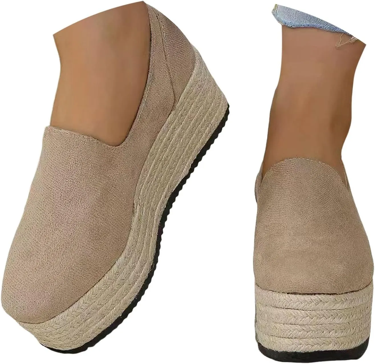 Women'S Running Shoes Platform Fashion Sneakers For Women Casual Flats Slip On Loafers Mid Heels Walking Shoes