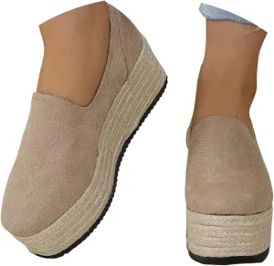 Women'S Running Shoes Platform Fashion Sneakers For Women Casual Flats Slip On Loafers Mid Heels Walking Shoes