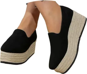 Women'S Running Shoes Platform Fashion Sneakers For Women Casual Flats Slip On Loafers Mid Heels Walking Shoes