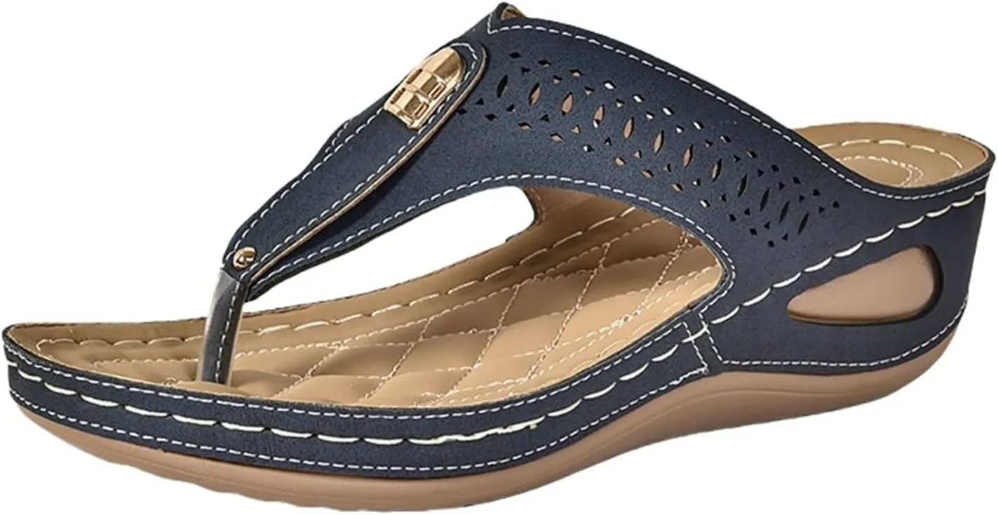 Womens Sandals Arch Support Slingback Sandals Summer Beach Shoes Ankle Strap Thong Flat Sandals for Women