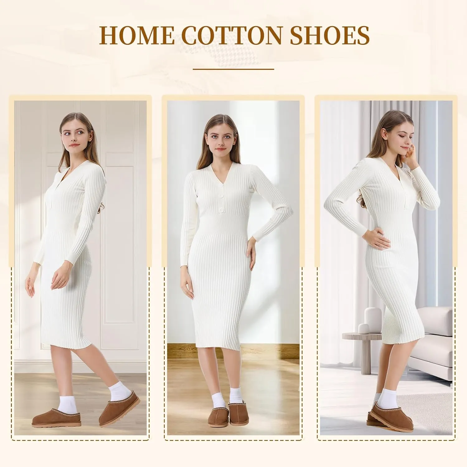 Women's Slipper Platform Mini Boots Indoor Slippers Slip on Fur Fleece Lined Suede Comfy Fur Fleece Lined Short Ankle Boots