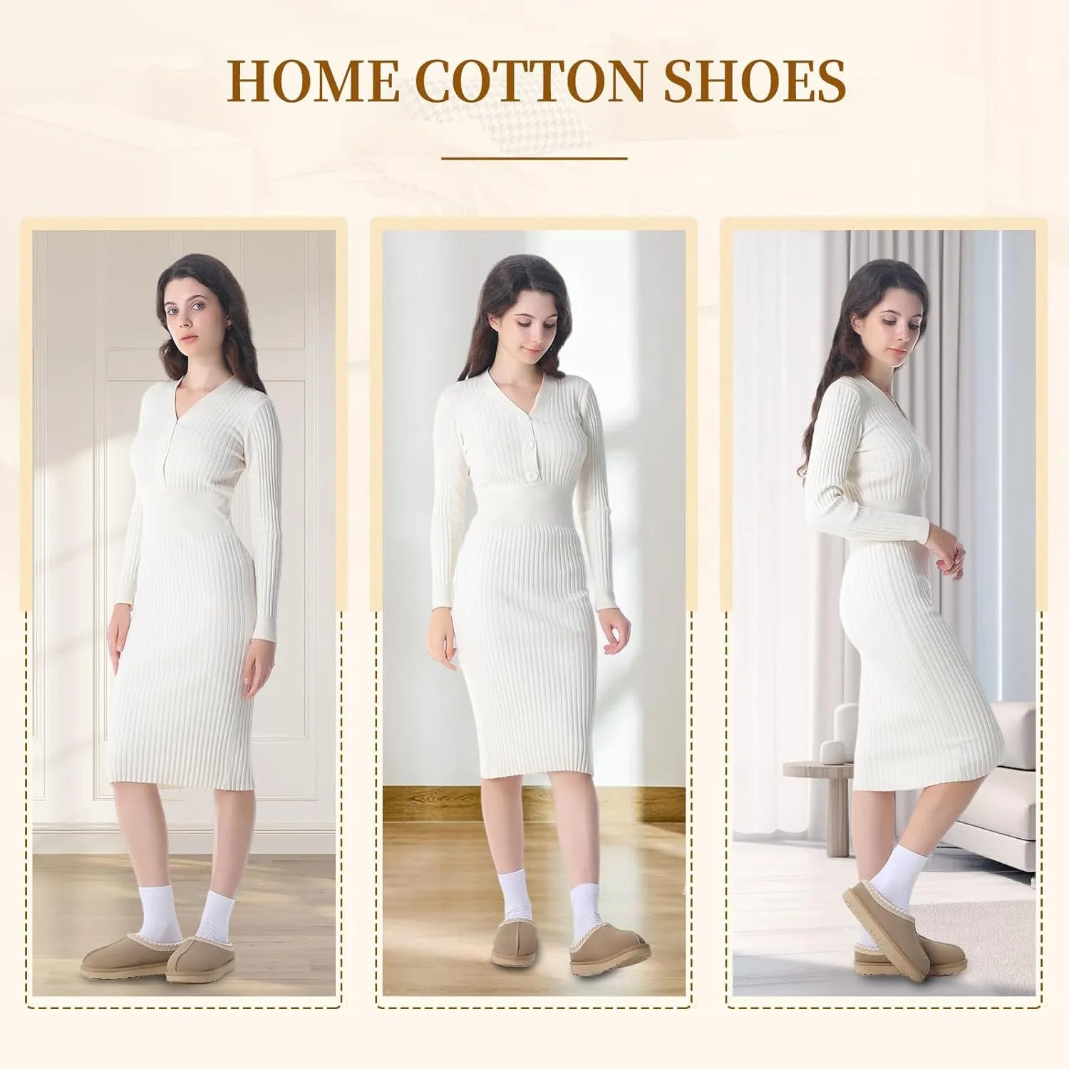 Women's Slipper Platform Mini Boots Indoor Slippers Slip on Fur Fleece Lined Suede Comfy Fur Fleece Lined Short Ankle Boots
