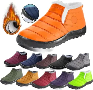 Womens Snow Boot Winter Warm Booties Fur Lined Anti-Slip Ankle Boots Outdoor Slip On Waterproof Booties Comfortable Warm Shoes Winter