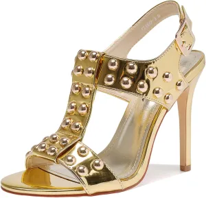 Womens Sparkly Beaded Open Toe Stiletto Sandals Ankle Strap Nightclub Party Wedding Shoes