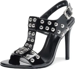 Womens Sparkly Beaded Open Toe Stiletto Sandals Ankle Strap Nightclub Party Wedding Shoes
