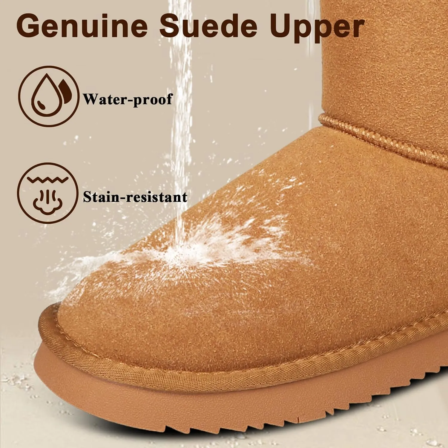 Women's Tall Boots Genuine Suede Winter Tall Boots for Womens Fur Lining Memory Foam Winter Snow Boots Waterproof