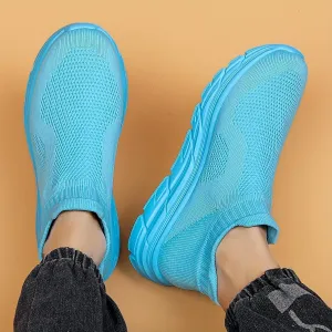 Women's Trendy Solid Woven Knit Sock Shoes, Comfy Non Slip Breathable Soft Sole Sneakers for Women Outdoor Activities